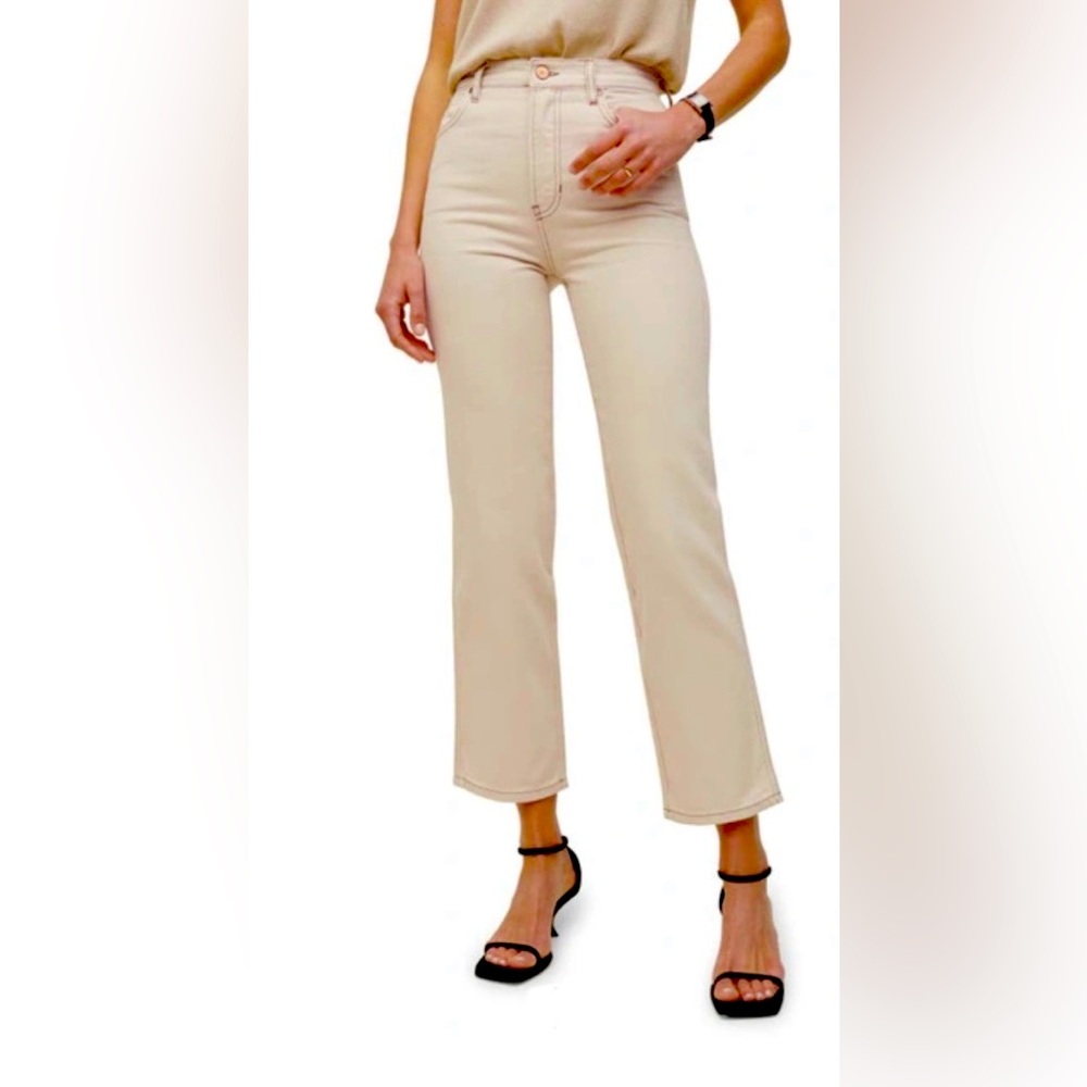 Reformation Cream Cropped High-Rise Jeans